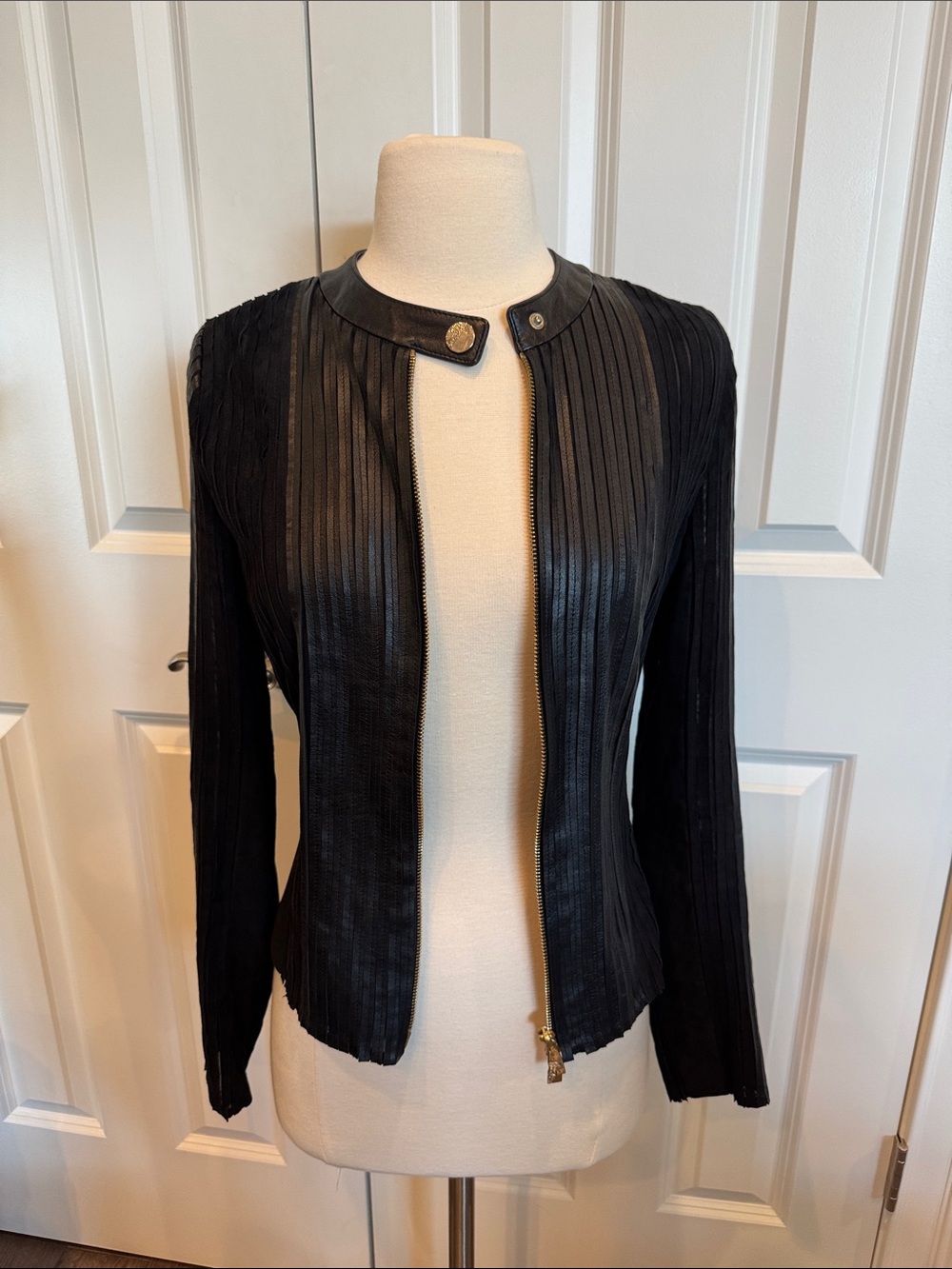 Versace Collection Black Leather/Suede jacket